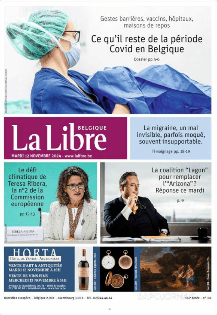 Portada de La Libre.be (Belgique)