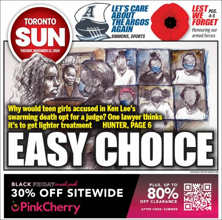 Portada de The Toronto Sun (Canada)