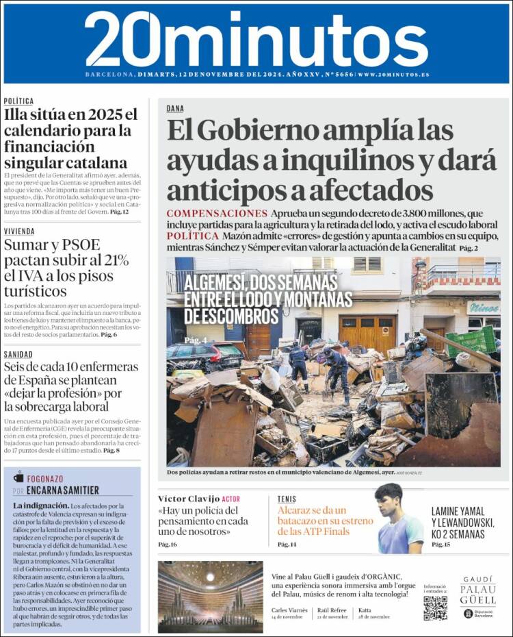 Portada de 20 Minutos - Barcelona (España)