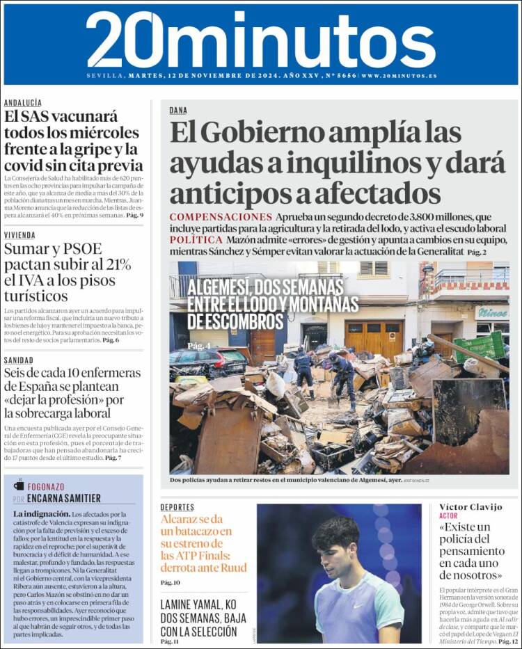 Portada de 20 Minutos - Sevilla (España)