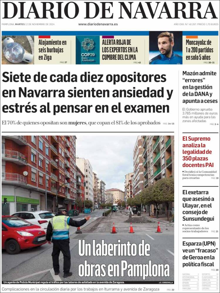 Portada de Diario de Navarra (España)