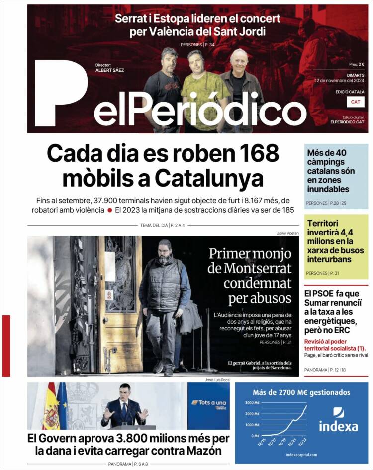 Portada de El Periódico de Catalunya (España)