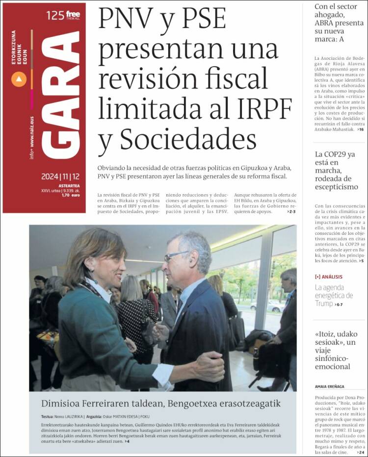 Portada de Gara (España)