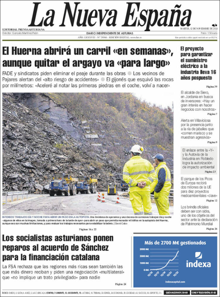 Portada de La Nueva España (España)