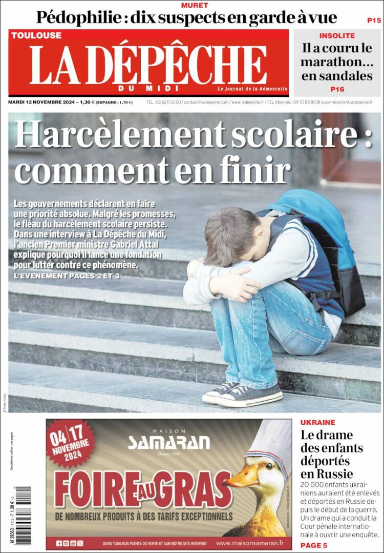 Portada de La Dépêche du Midi (Francia)