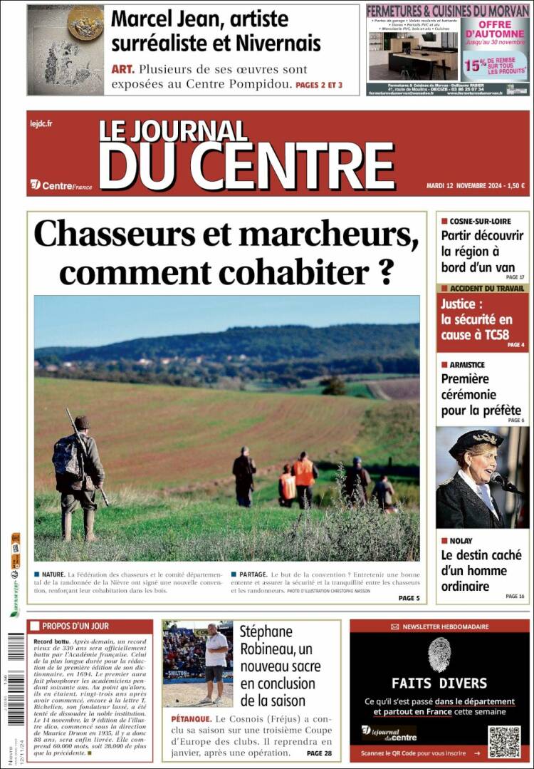 Portada de Le Journal du Centre (Francia)