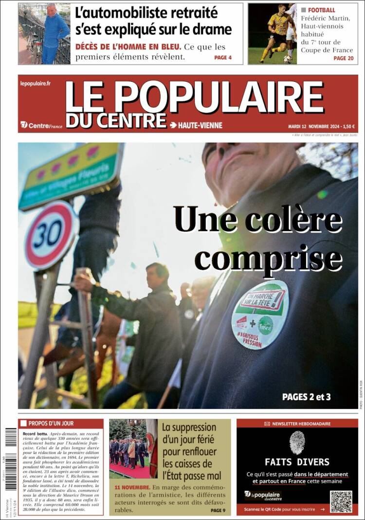 Portada de Le Populaire du Centre (Francia)