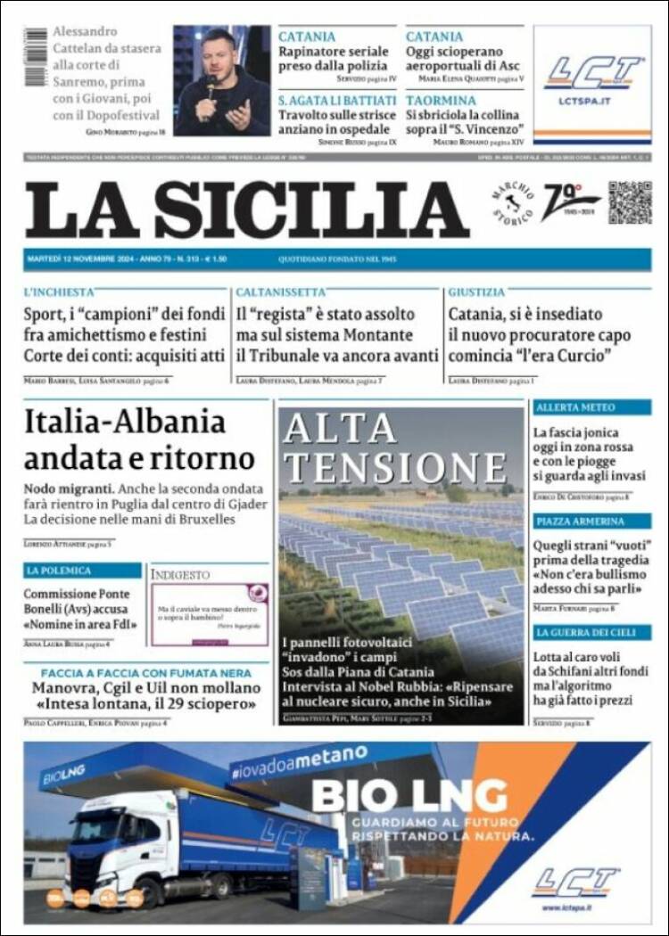 Portada de La Sicilia (Italia)