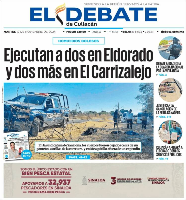 Portada de El Debate de Culiacán (Mexico)