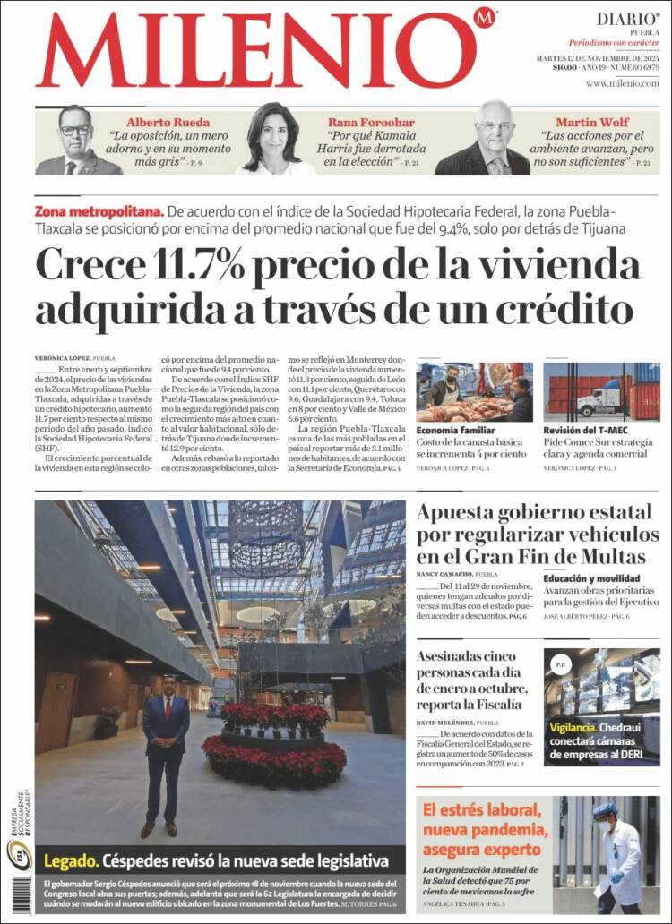 Portada de Milenio de Puebla (Mexico)