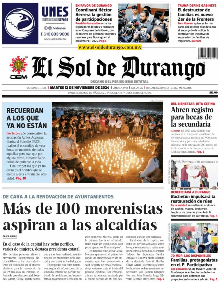 Portada de El Sol de Durango (Mexico)