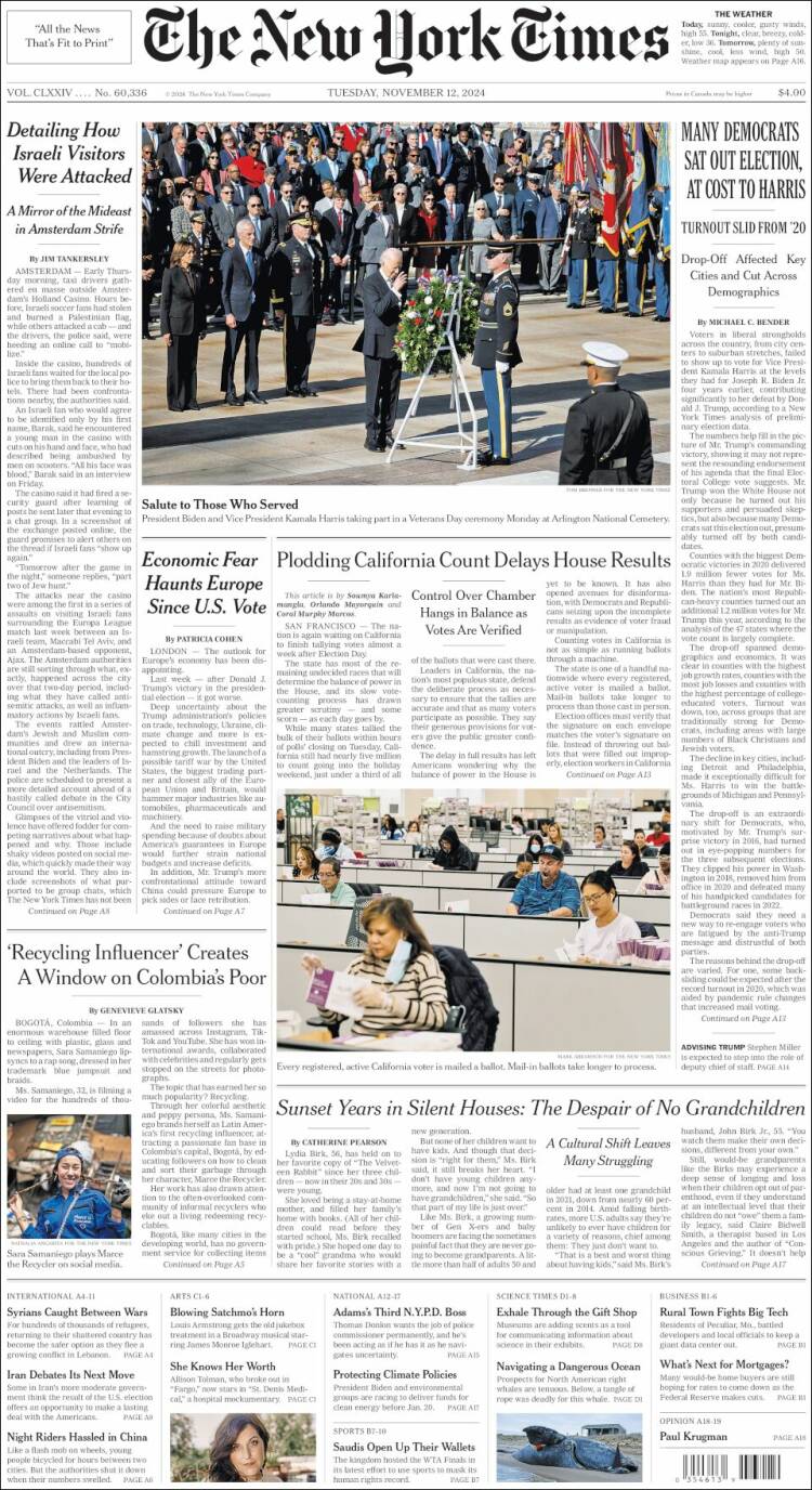 Portada de New York Times (USA)