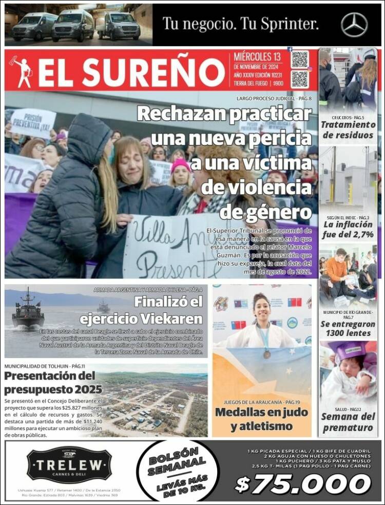 Portada de Diario El Sureño (Argentina)