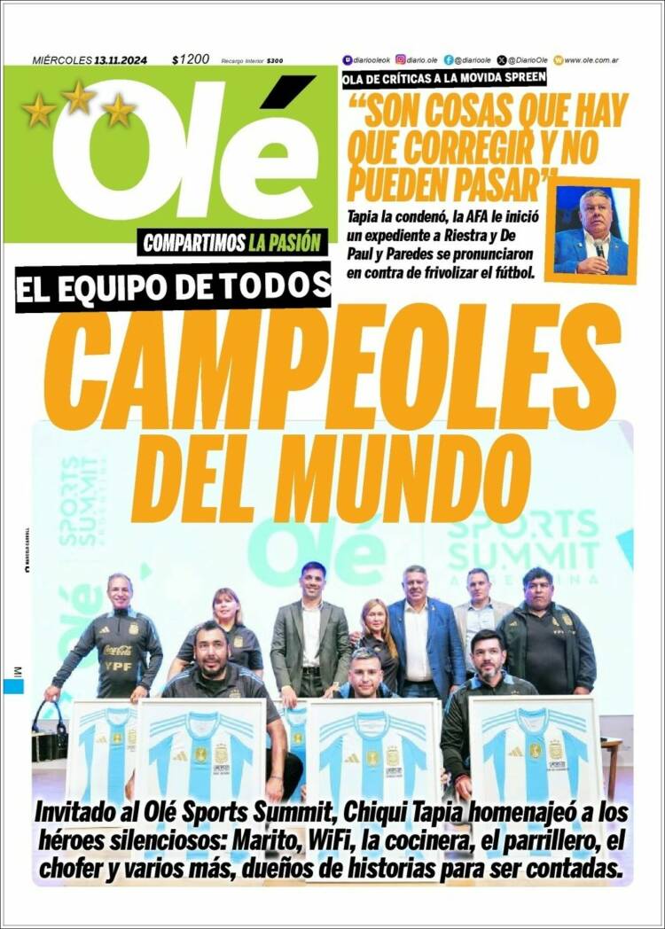 Portada de Olé (Argentina)