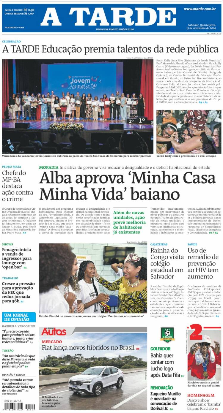 Portada de Diário A Tarde (Brasil)
