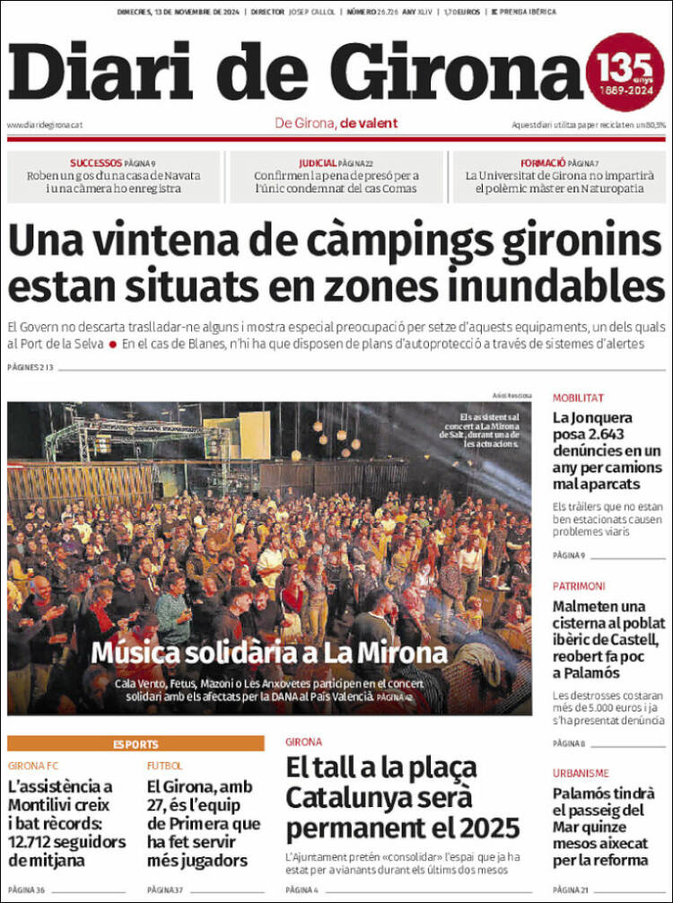 Portada de Diari de Girona (España)