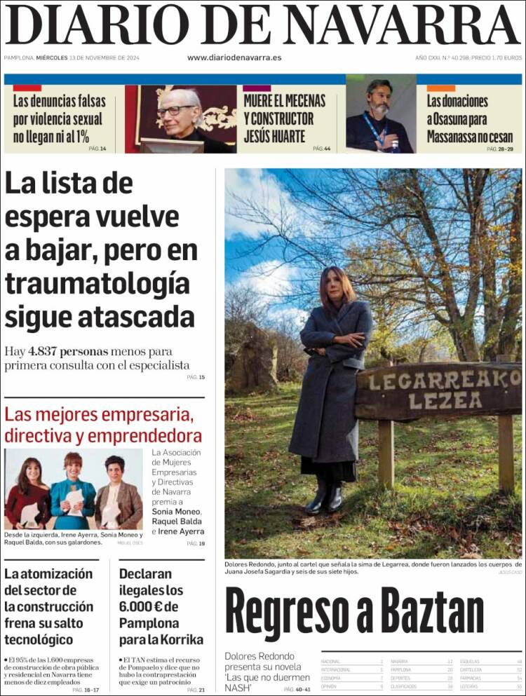 Portada de Diario de Navarra (España)