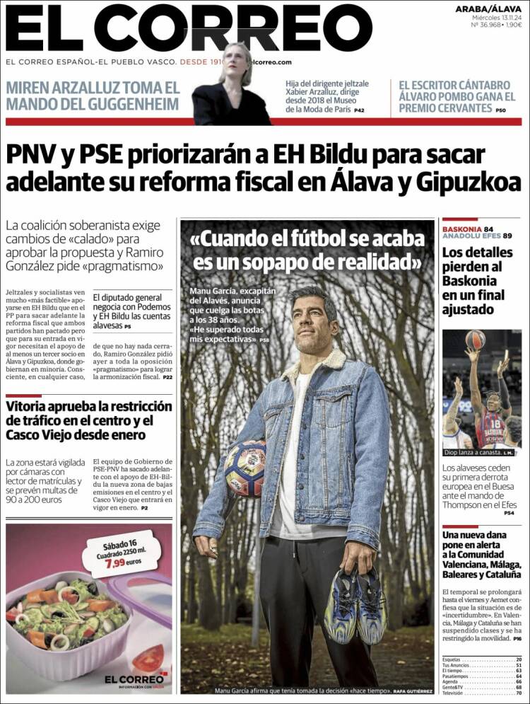 Portada de El Correo - Álava (España)