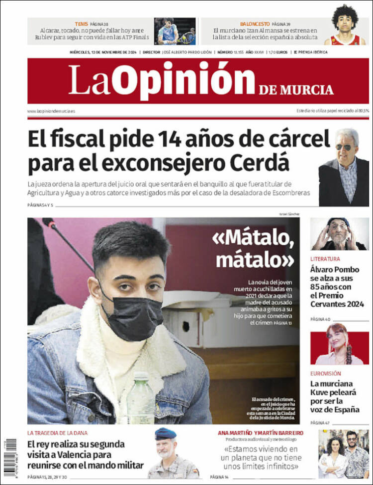 Portada de La Opinión de Murcia (España)