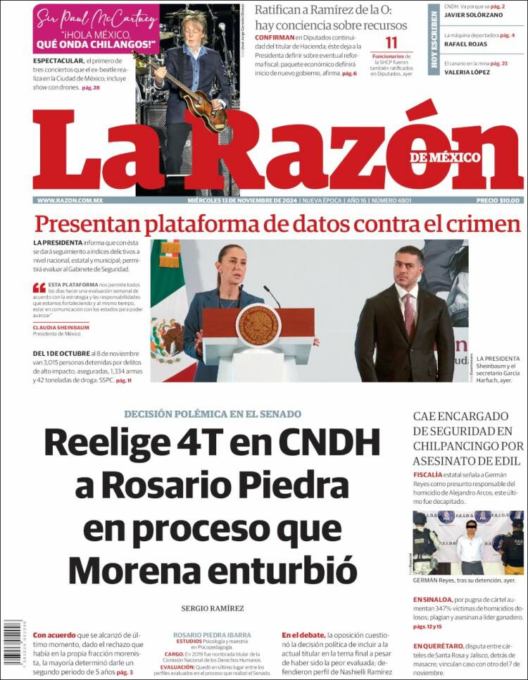 Portada de La Razón (México)