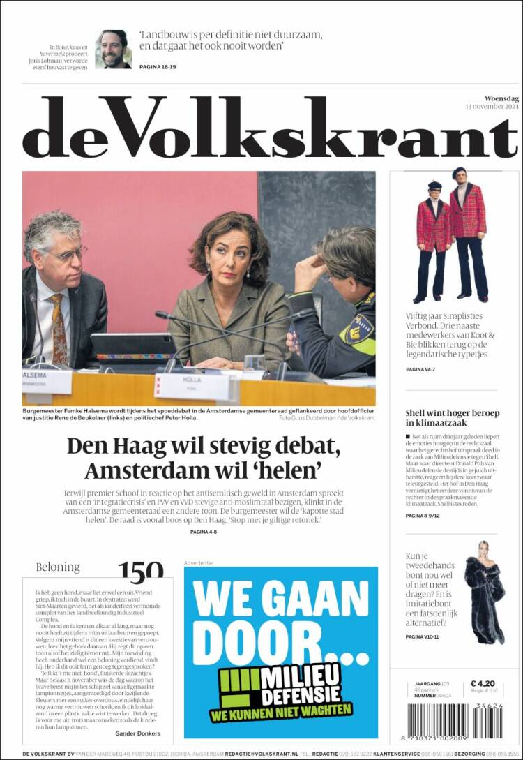 Portada de De Volkskrant (Netherlands)