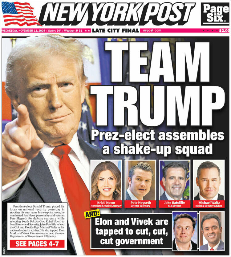 Portada de New York Post (USA)