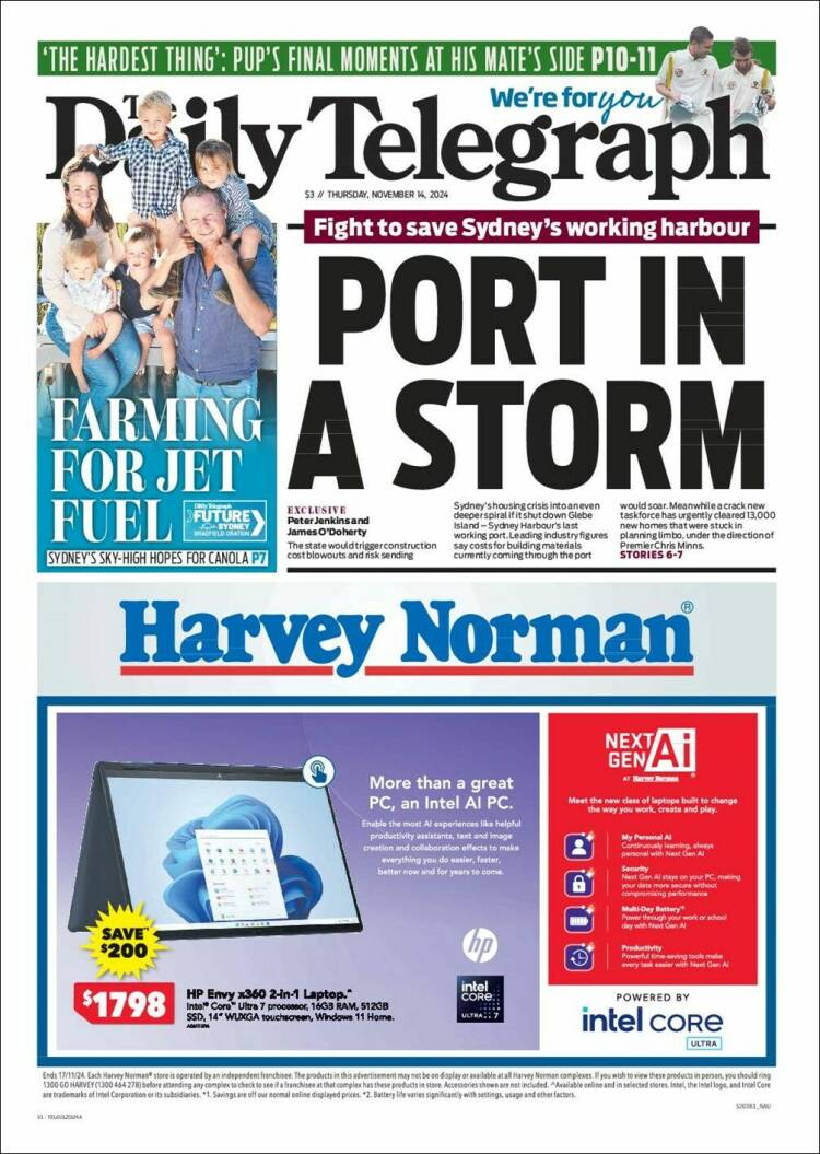 Portada de The Daily Telegraph (Australia)