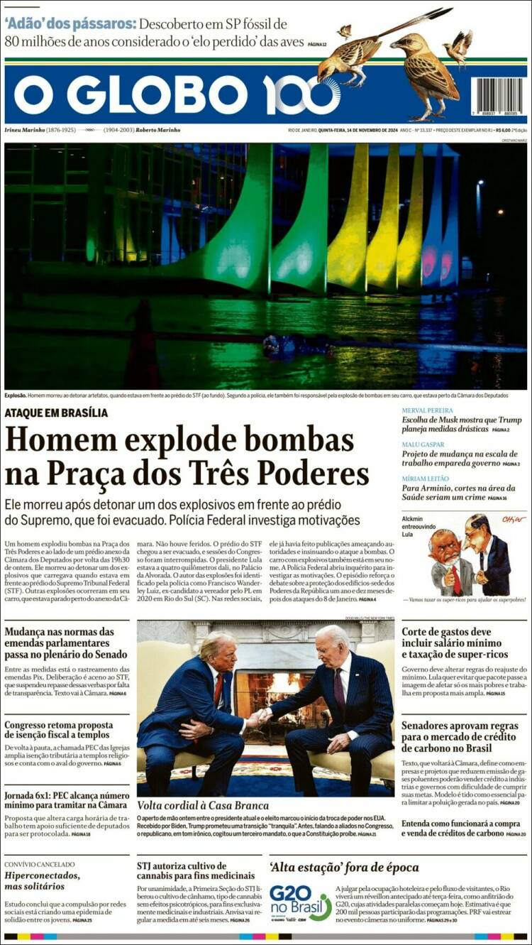 Portada de O Globo (Brasil)
