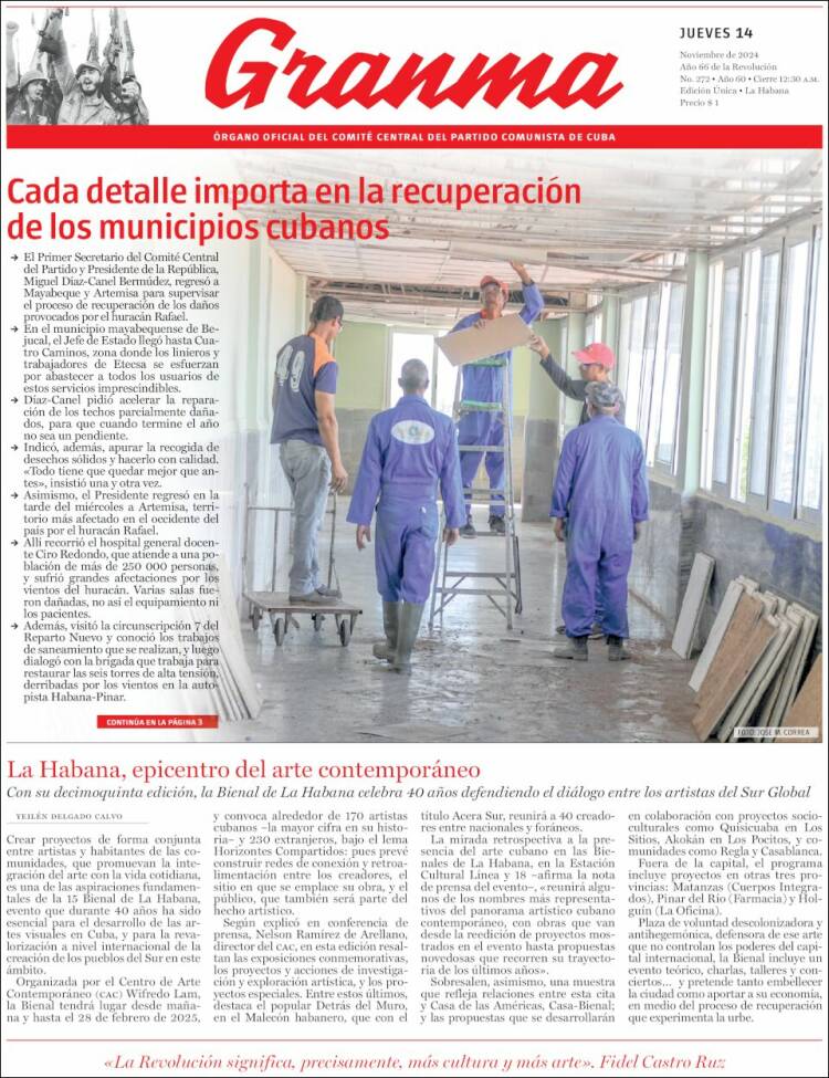 Portada de Granma (Cuba)