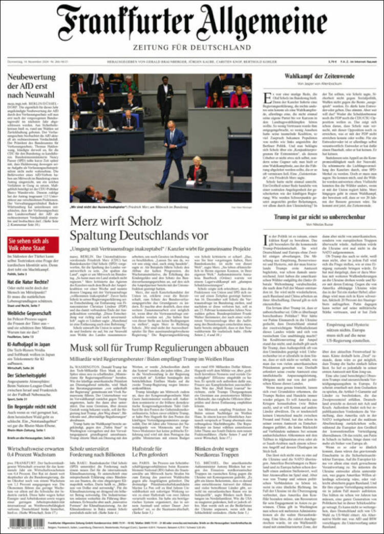Portada de Frankfurter Allgemeine (Alemania)