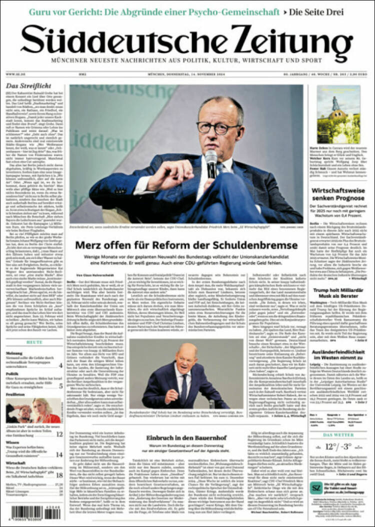 Portada de Sueddeutsche (Alemania)