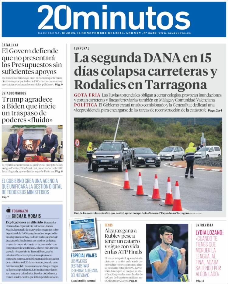 Portada de 20 Minutos - Barcelona (España)