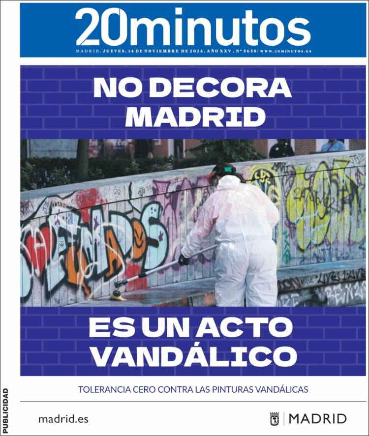 Portada de 20 Minutos - Madrid (España)