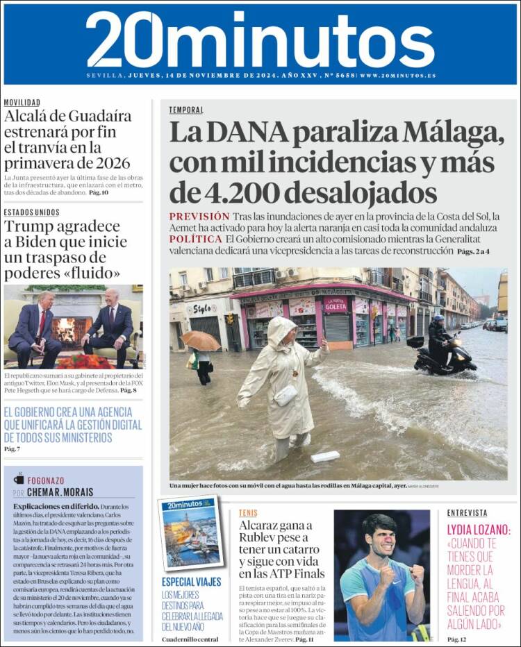 Portada de 20 Minutos - Sevilla (España)