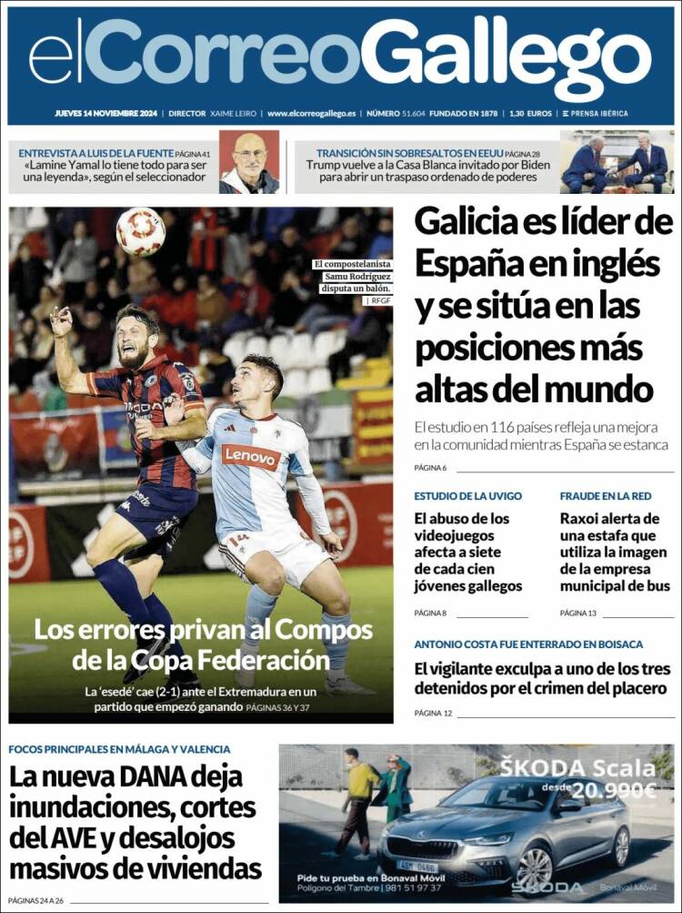 Portada de El Correo Gallego (España)