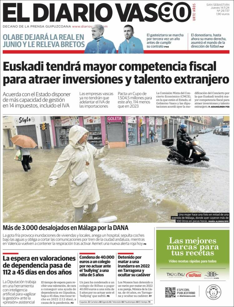 Portada de Diario Vasco (España)