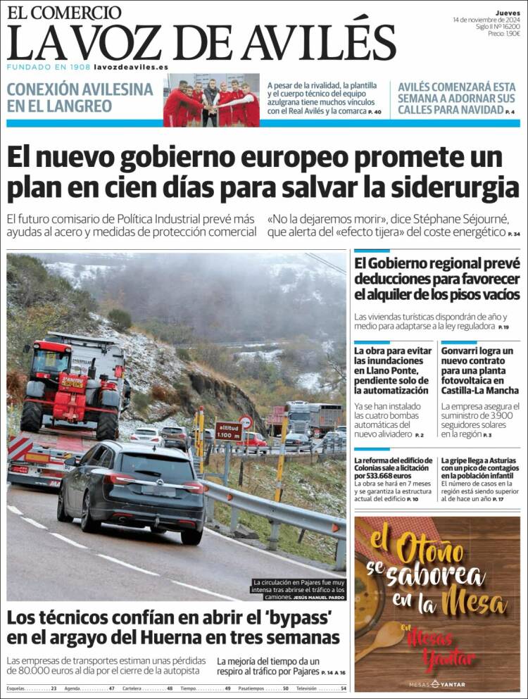 Portada de El Comercio - Avilés (España)