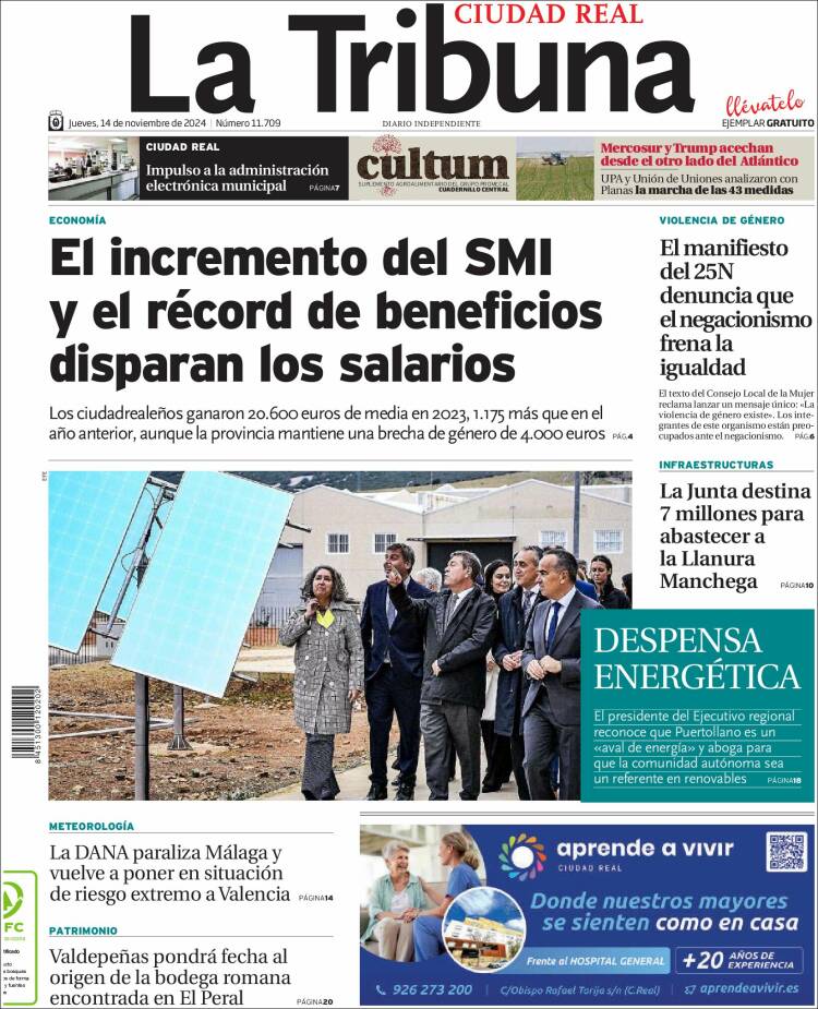 Portada de La Tribuna de Ciudad Real (España)