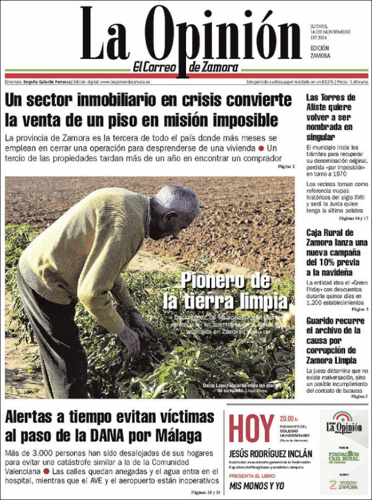 Portada de La Opinión - El Correo de Zamora (España)