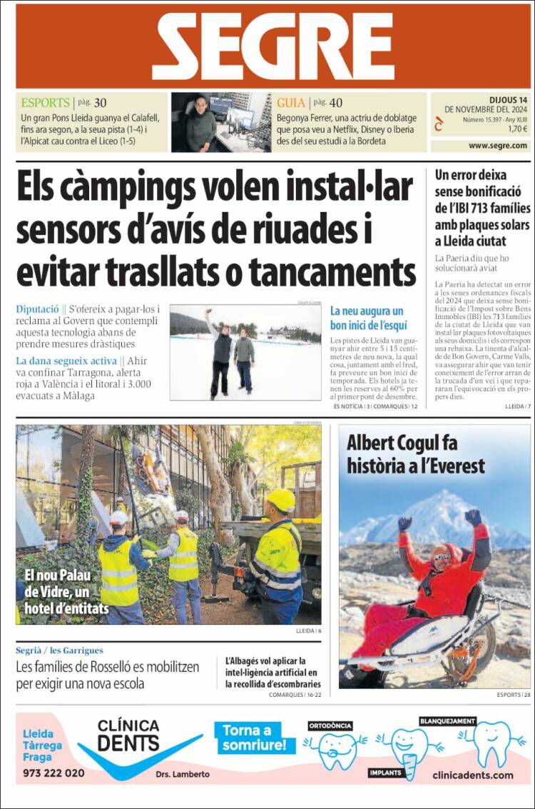 Portada de Segre (España)