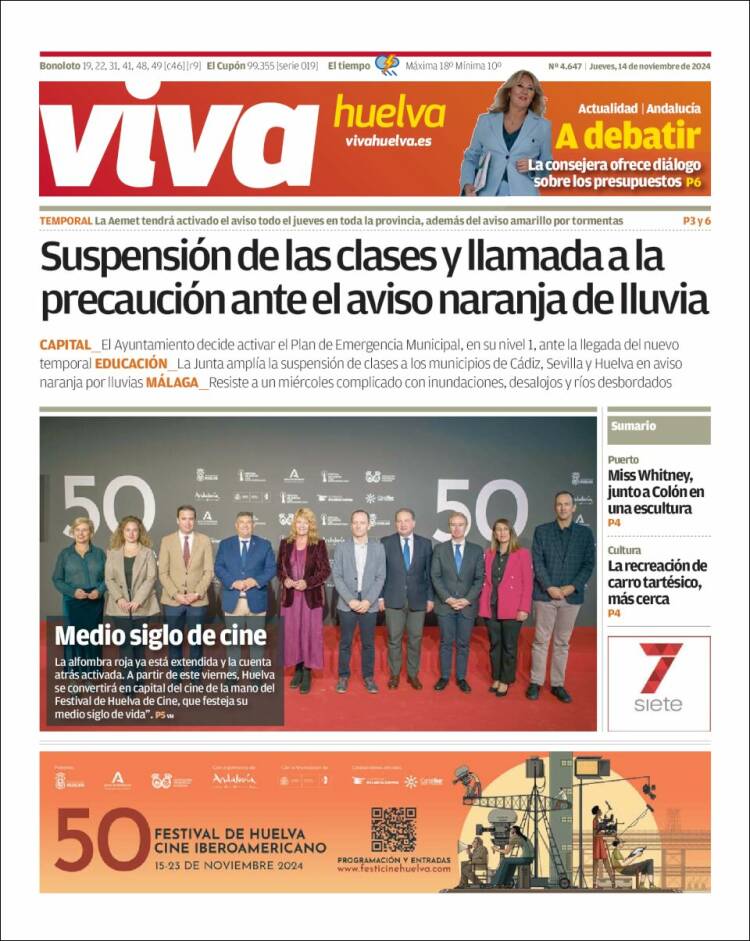 Portada de Viva Huelva (España)
