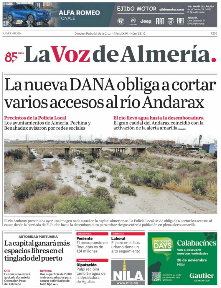 Portada de La Voz de Almería (España)
