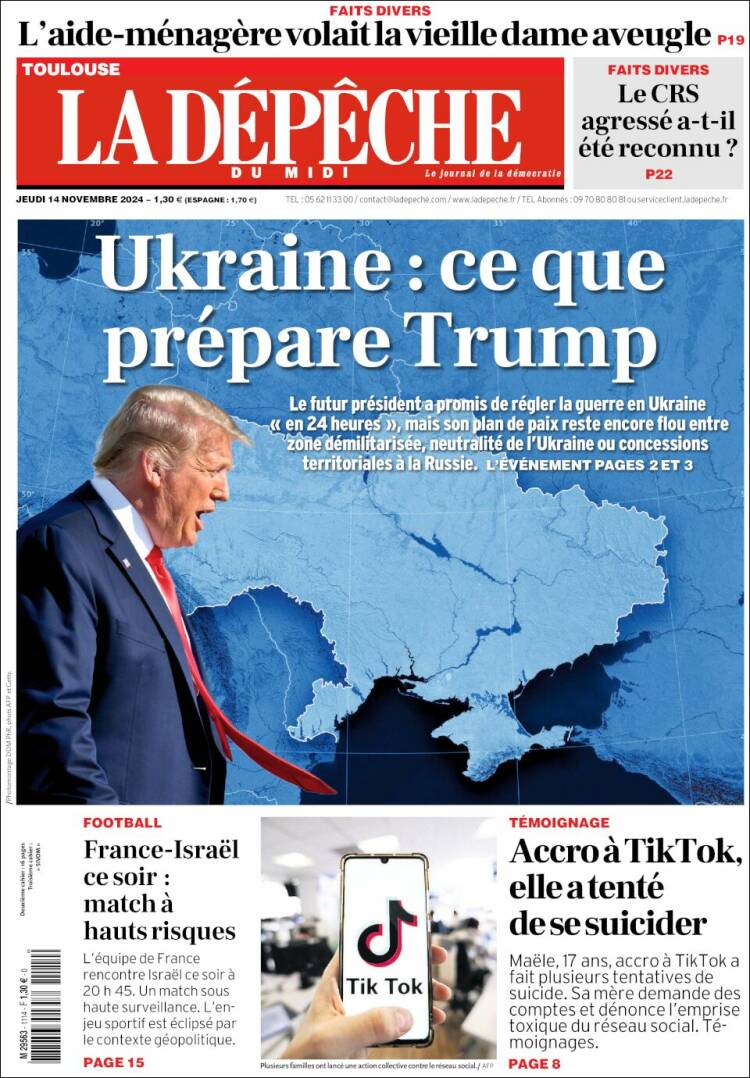 Portada de La Dépêche du Midi (Francia)