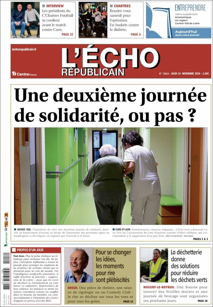 Portada de L'Echo Républicain (Francia)