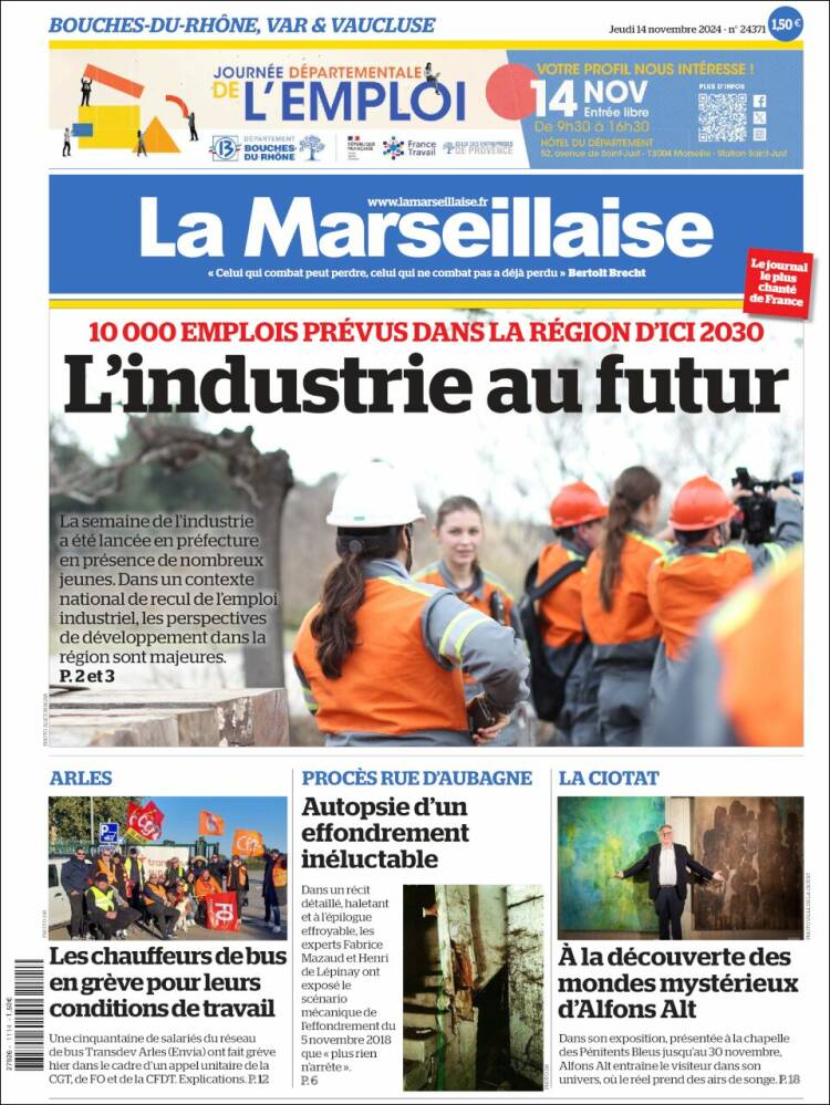 Portada de La Marseillaise (Francia)