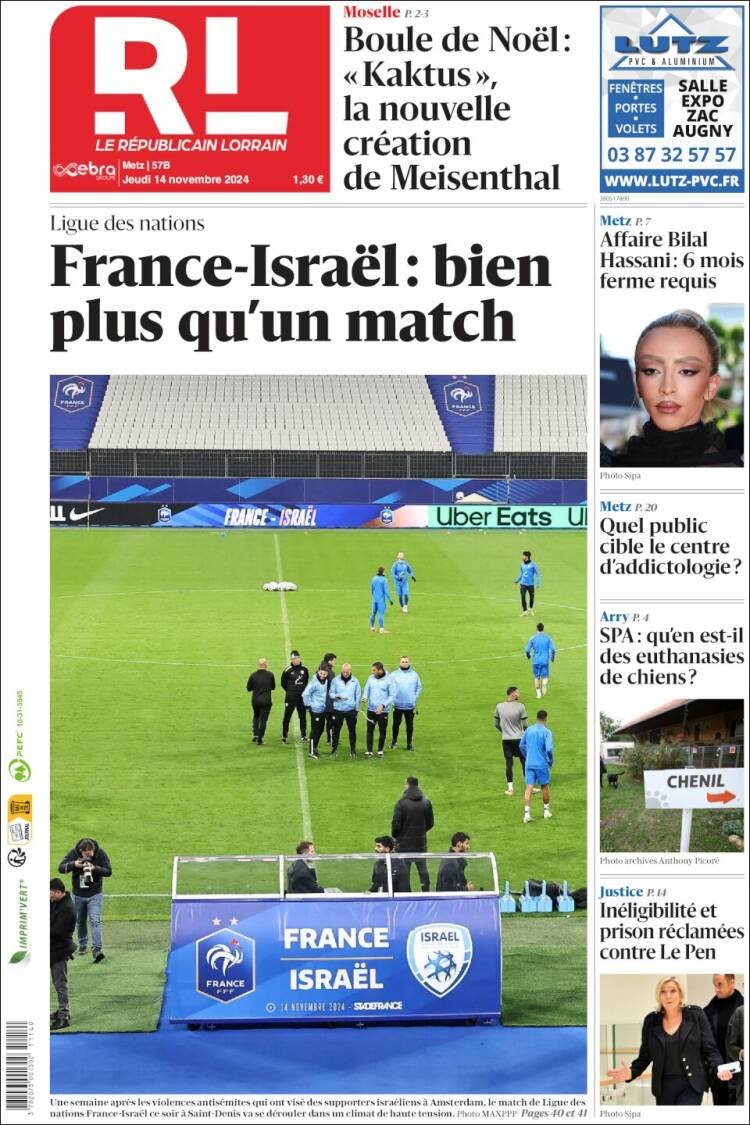 Portada de Le Republicain Lorrain (Francia)