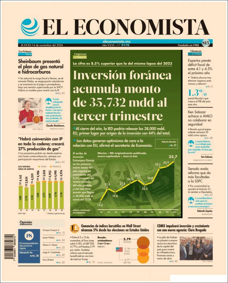 Portada de El Economista (M&eacute;xico)