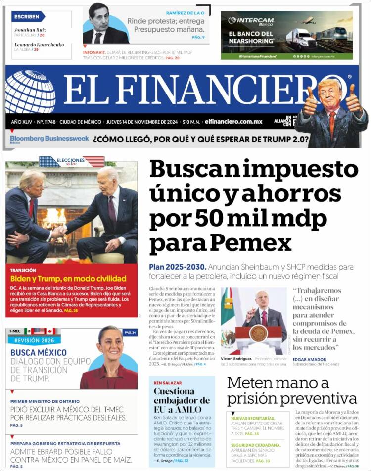 Portada de El Financiero (M&eacute;xico)