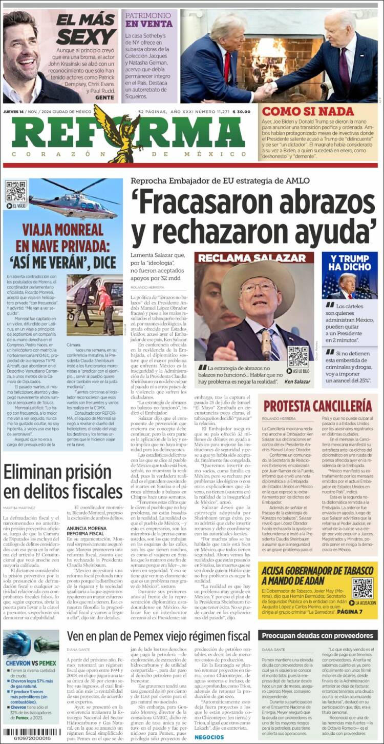 Portada de Reforma (M&eacute;xico)