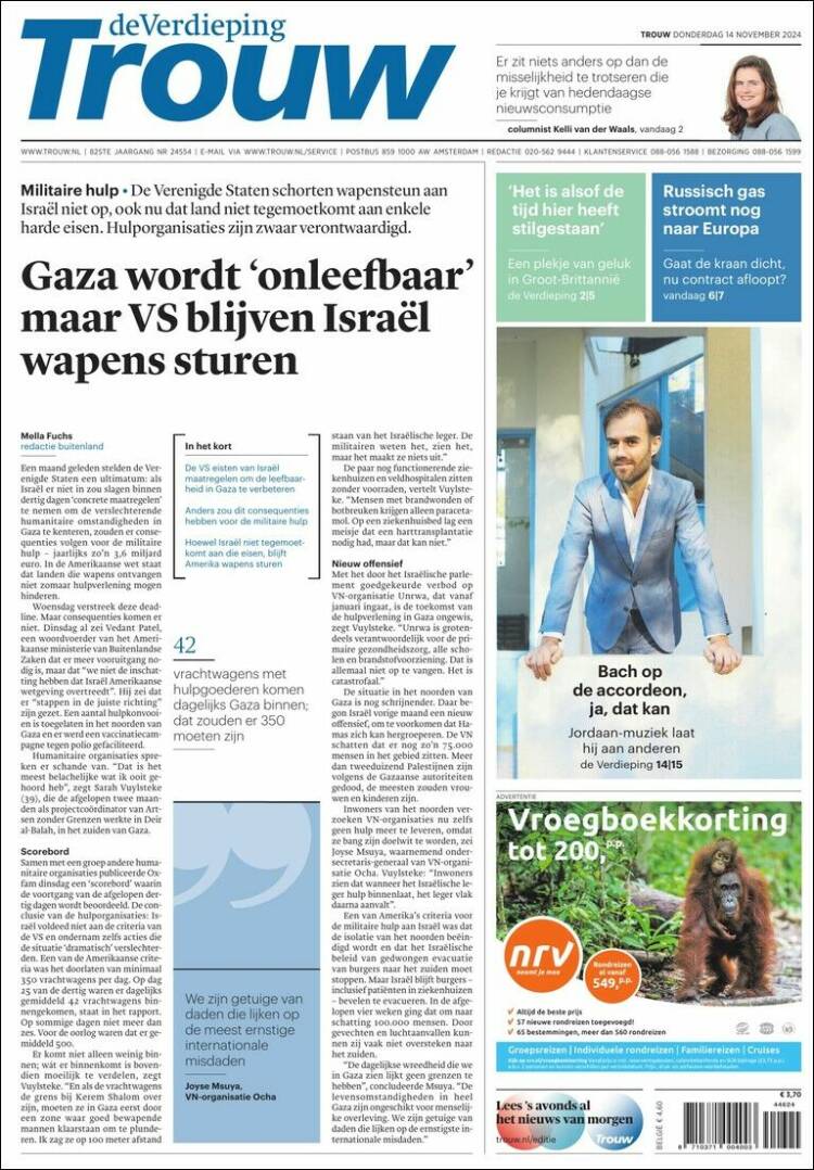 Portada de Trouw (Pa&iacute;ses Bajos)